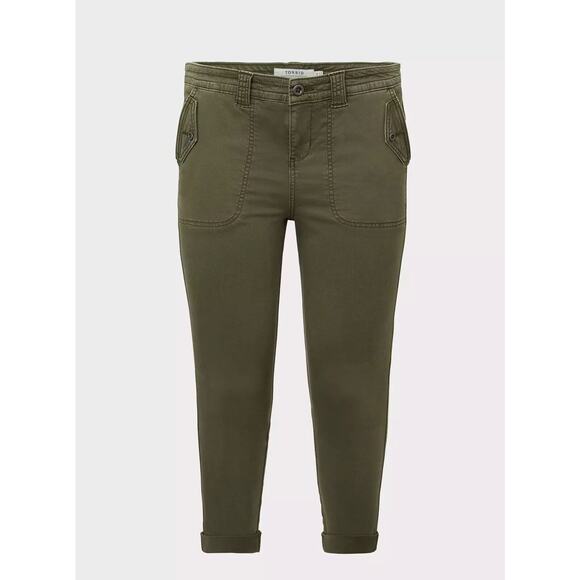 NWT Torrid Crop Twill Military Pants Olive Green Utility Women's Plus Size 26 - Picture 11 of 13